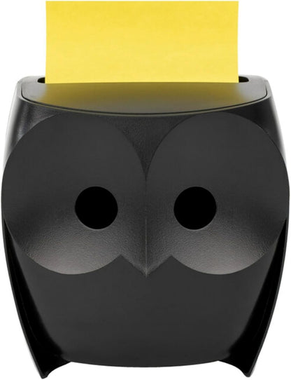 Post-it Note Dispenser, Sticky Note Holder, Black Owl Design, Includes 45 Sheets of 3 in x 3 in Citron Yellow Pop-Up Notes, Classroom or Office Supplies