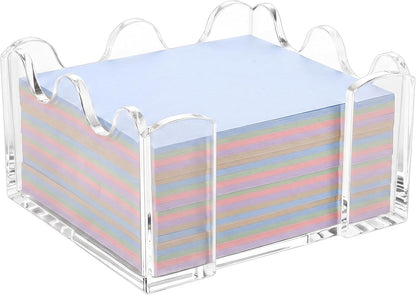 Black Acrylic Sticky Note Holder, 3x3 Crystal Clear Notepad Holder with Anti-Slip Base Post It Note Holder Sticky Note, Dispenser for Office Desk, Home Organizer