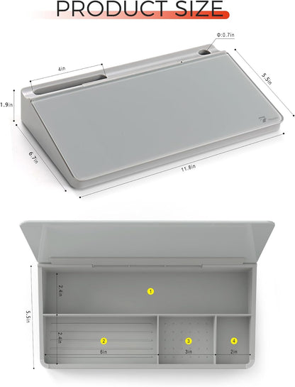 TOWON Small Compact Glass Desktop Whiteboard with Storage – 12 x 7 in Dry Erase Board for Desk, Home Office, School | Includes 5 Markers, Eraser & Holder | Space-Saving Organizer, Aesthetic Rose Gold