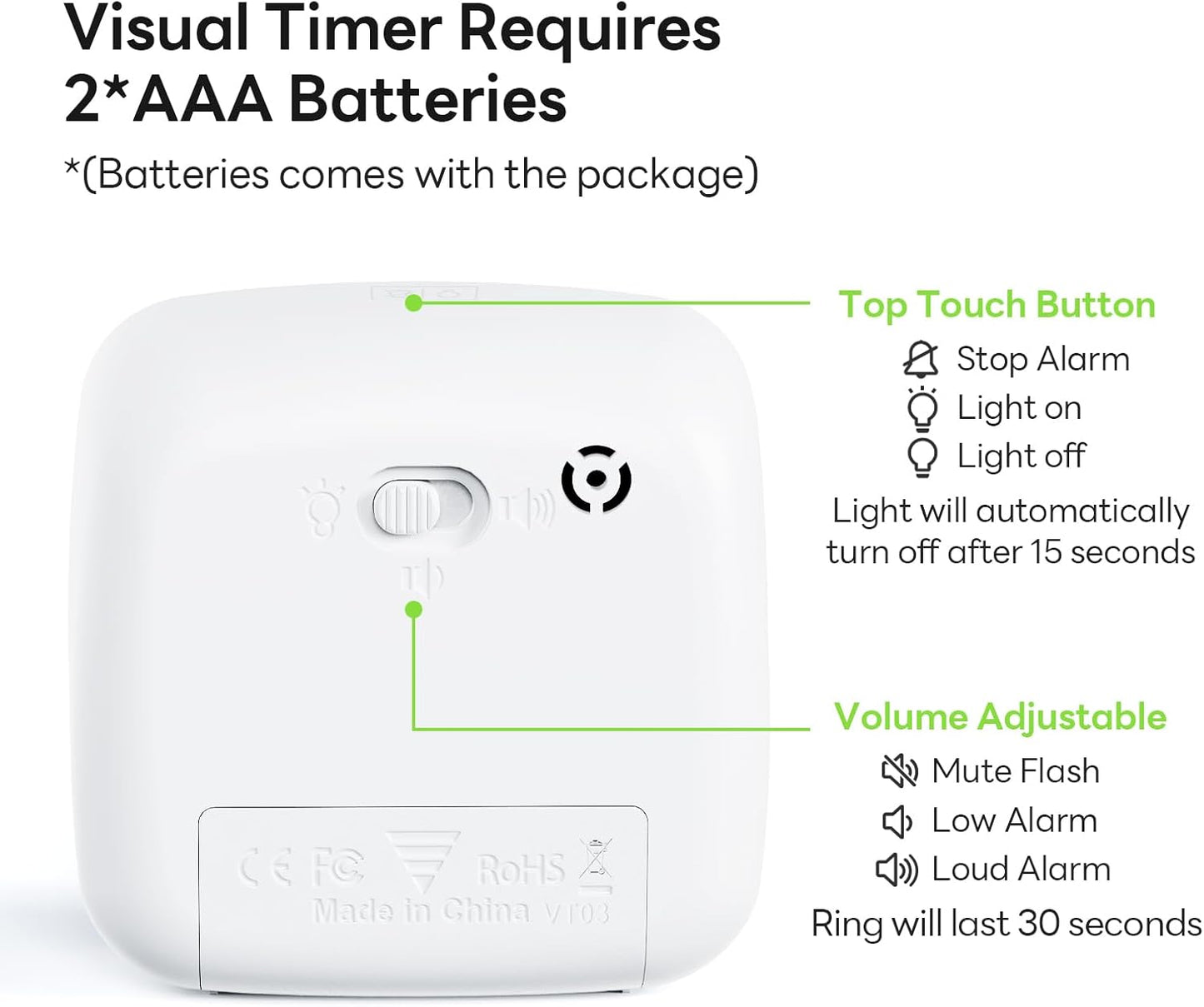 Yunbaoit Visual Timer with Night Light, 60-Minute Countdown Timer for Kids and Adults, Silent Classroom Timer, Time Management Tool for Home, School, or Work (Light Blue)