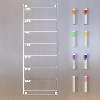 Magnetic Weekly Planner for Fridge 6"x17" Weekly Menu Magnet Fridge Dry Erase Board to Do/Grocery/Shopping List/Chore Chart 8 Markers