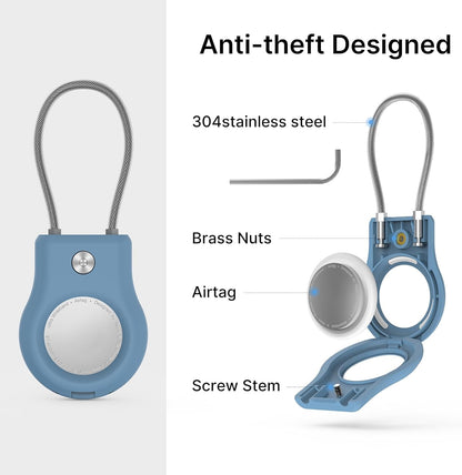 Air Tag Holder - (4 Pack) Air tag Lock Keychain with Wire Cable Compatible with Apple AirTag,Ultra Durable Anti-Lost Protective Case with Keyring for Luggage, Key, Backpack, Pet, Bag, Black
