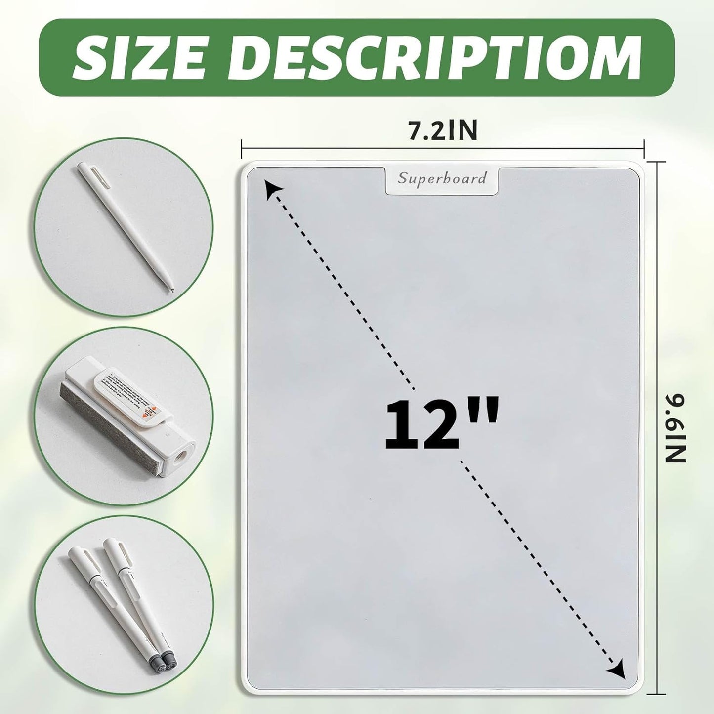 UNCLE BOARD 10 inch x 6 inch Dry Erase Board, Magnetic Small White Board with 3 Magnetic Pens, Portable Student Whiteboard - Perfect for Planning, Drawing, Memos, to-Do Lists.