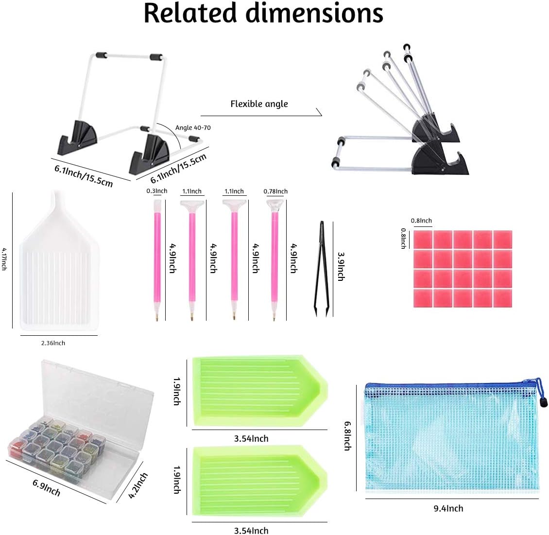 LIRUNQIU 59 Pcs Diamond Painting A4 LED Light Pad Kit, 5D Diamond Painting Accessories Tool Kit Full Drill for Adults and Kids, Supplies Includes Storage Case, Pens,Stand,Pad Board and More