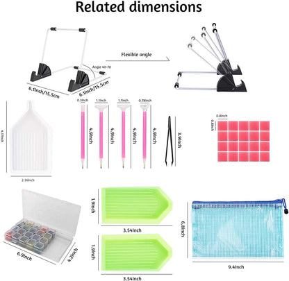 LIRUNQIU 59 Pcs Diamond Painting A4 LED Light Pad Kit, 5D Diamond Painting Accessories Tool Kit Full Drill for Adults and Kids, Supplies Includes Storage Case, Pens,Stand,Pad Board and More