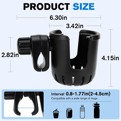 2PCS Marine Boat Cup Holder, Clamp-On Universal Boat Accessories for Drinks, No-Drill Install on Bimini Top Rail or Pole, Grab Bars (Fits Fishing Boat, Pontoon, PWC, Jet Ski, Sea-Doo)