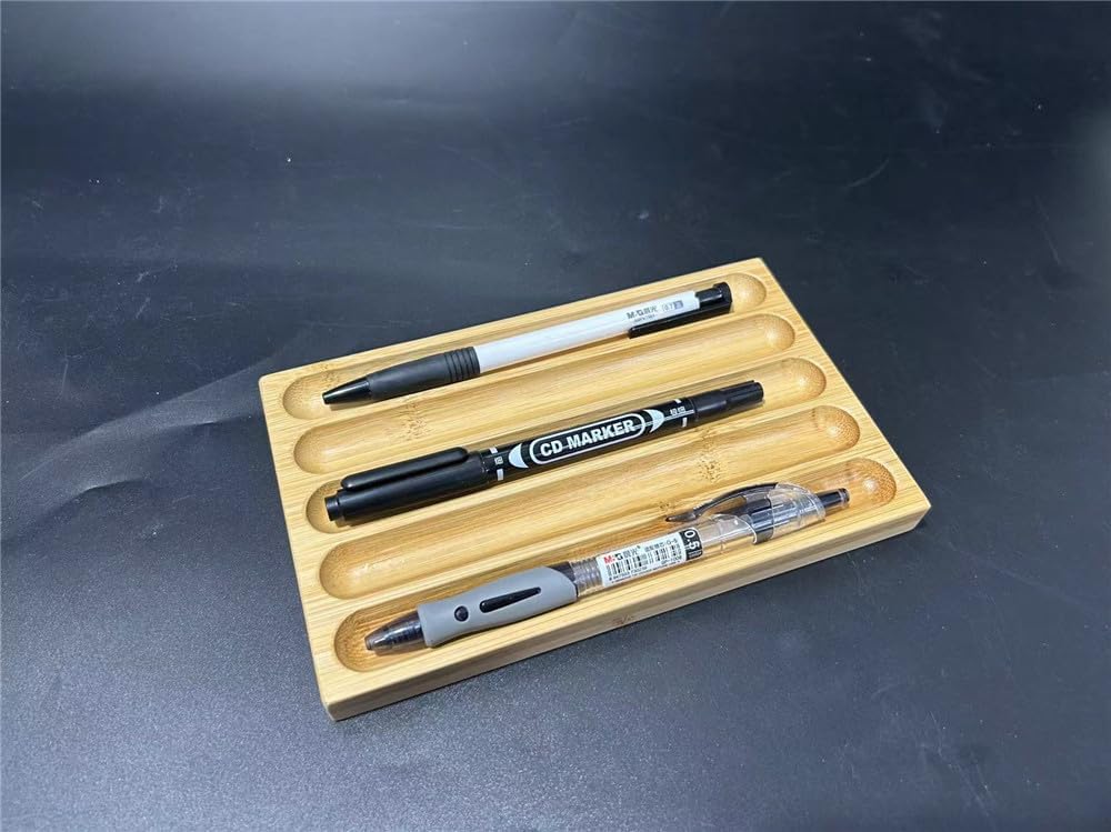 Pen holder Organizer of Office desks,Walnut Desk Pen Stand,Wave Pen Tray Accessory,Teacher Gifts,Suitable for School,Home,Desktop Art Accessories (Walnut, 5 Grid)