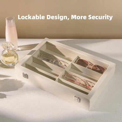 Glasses Holder Box Drawer Sunglass Organizer for Men Clear Storage Case 8 Slot Multiple Reading Glasses Display