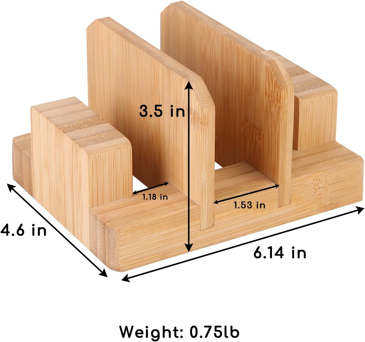 Donxote Bamboo Cutting Board Organizer Rack - Pot Lid, Baking Pan, Bakeware & Knife Holder, Cabinet and Countertop Storage Stand for Kitchen, Dish, Plate, and Cookbook