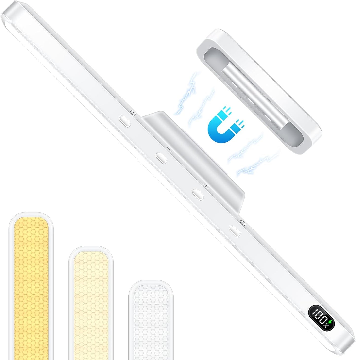 WILLED 3W Motion Sensor Magnetic Light Bar, Eye-Care Rechargeable Closet Light with Battery Level Display, Mirror Lights Stick on, Led Light Bar for Cabinet, Closet, Desk and Bathroom