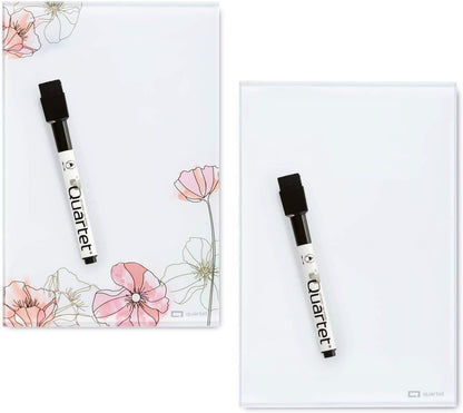 Quartet Glass Desktop Notepad, 9" x 6", Whiteboard, Dry Erase Surface, Dot/White, 2 Pack (GDP96D)