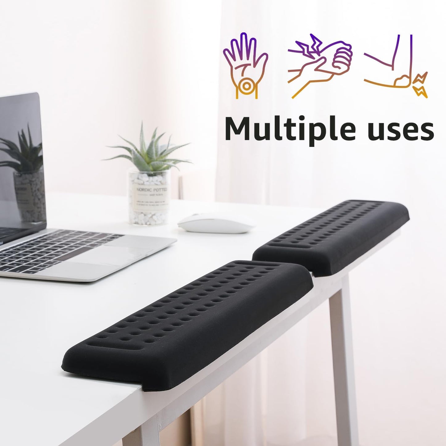 L-Shaped Desk EdgeRest, 2-Piece Set, Plam & Wrist & Forearm & Elbow Comfort Support for Table or Desk Edge, Non-Slip, Memory Foam Padding, Ergonomic Design, Separate Design (11.8 * 3.9 inch)