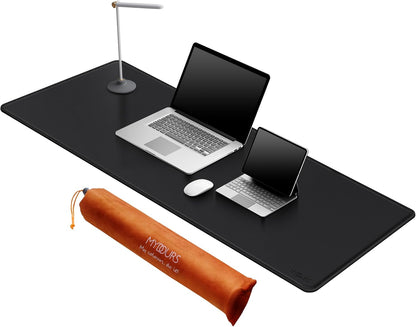 Mydours 40" x 20" Extra Large Desk Mat, PU Leather & Cork Desk Pad, Large XXL Desk Mouse Pad for Workstation, Office, Home, Computer Desk Mat with Keyboard & Mouse (Black)