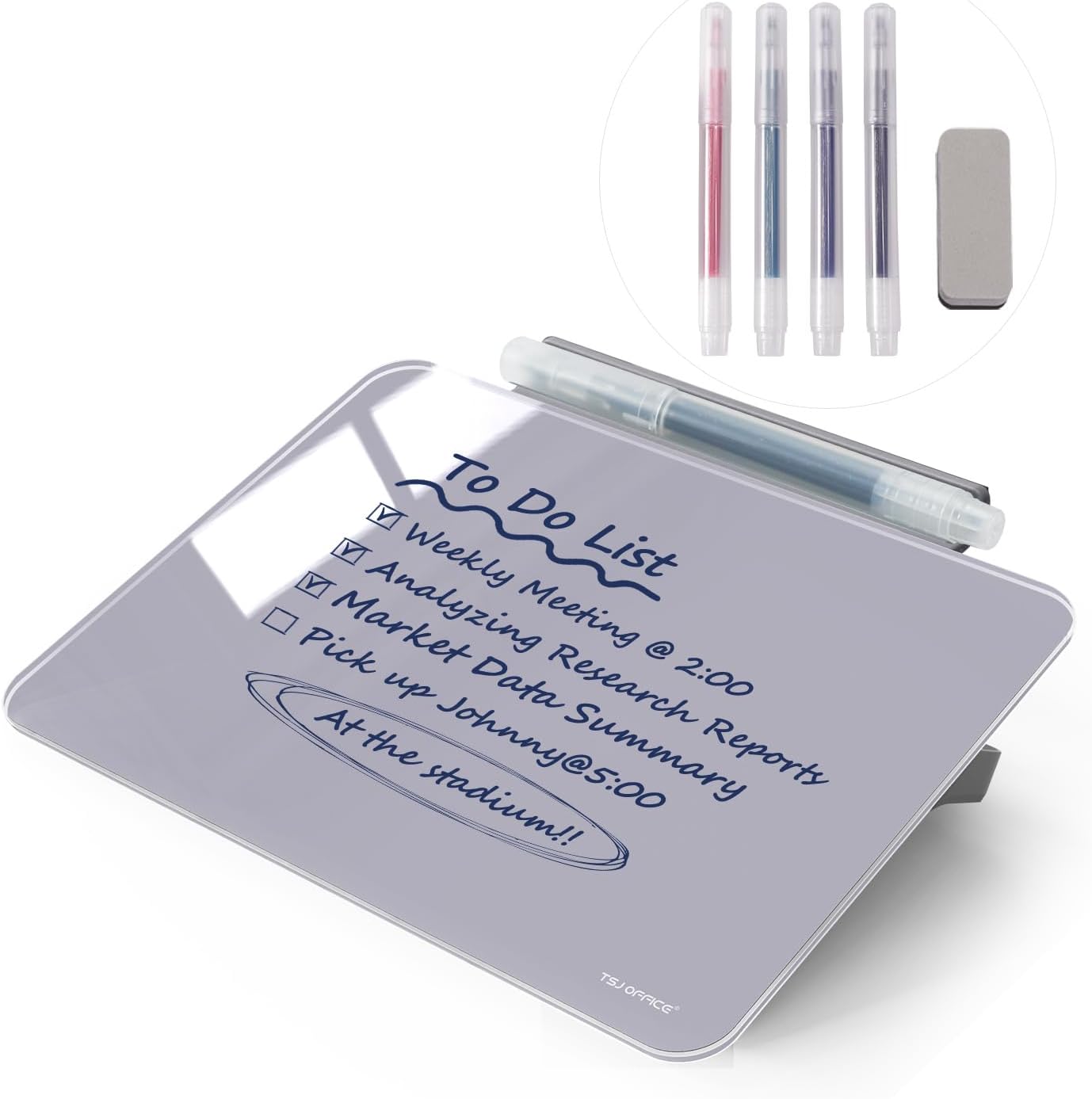 Small Desktop Glass Dry-Erase Whiteboard - 8 X 6 Inches Tabletop Easel Whiteboard with Stand, Desk Board Buddy for Artist, Teacher and Student
