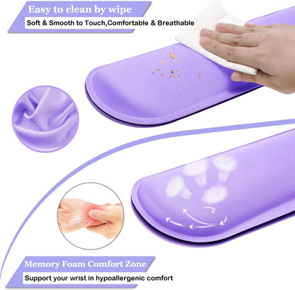 Keyboard Wrist Rest, BamLue Memory Foam Pad Set for Easy Typing & Pain Relief for Laptop, Office & Home, Ergonomic Sets for Keyboard, Gel Mouse Wrist Rest, Smooth Fiber Cushion Wrist Support-Black