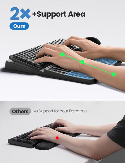 Vaydeer Wrist Rest with Keyboard Stand, Computer Wrist Support Pad, Ergonomic Keyboard Riser Holder Lifter Tray with Wrist Pad, Soft Memory Foam Desk Cushion, Palm Hand Typing for Office Home School