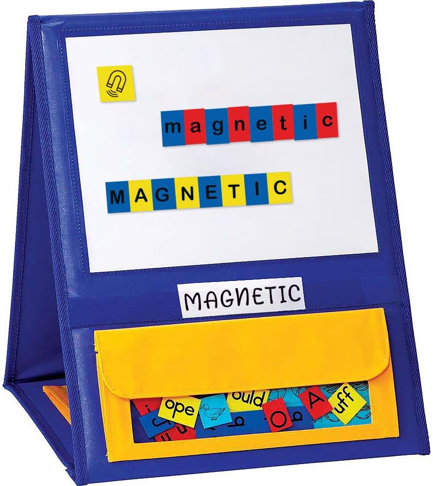 Magnetic Desktop Tabletop Pocket Chart Stand, Double Sided Small Pocket Chart for Classroom Home (15" X 12.5")