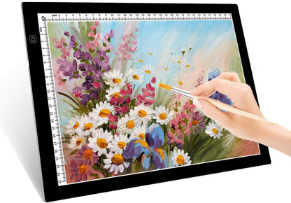 HUAYEYC B4 LED Copy Board Light Tracing Box, 3 Levels Adjustable Brightness Light Pad, for Tattoo Drawing, Streaming, Sketching, Animation, Stenciling, Vinyl Weeding, with 4Pcs Clip and Stand