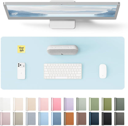 YSAGi Large Extended PU Leather Desk Pad Protector – Non-Slip Waterproof Desk Mat for Office & Home, Easy Clean Mouse Pad & Laptop Writing Blotter 35.4"x17" Black - Colors B