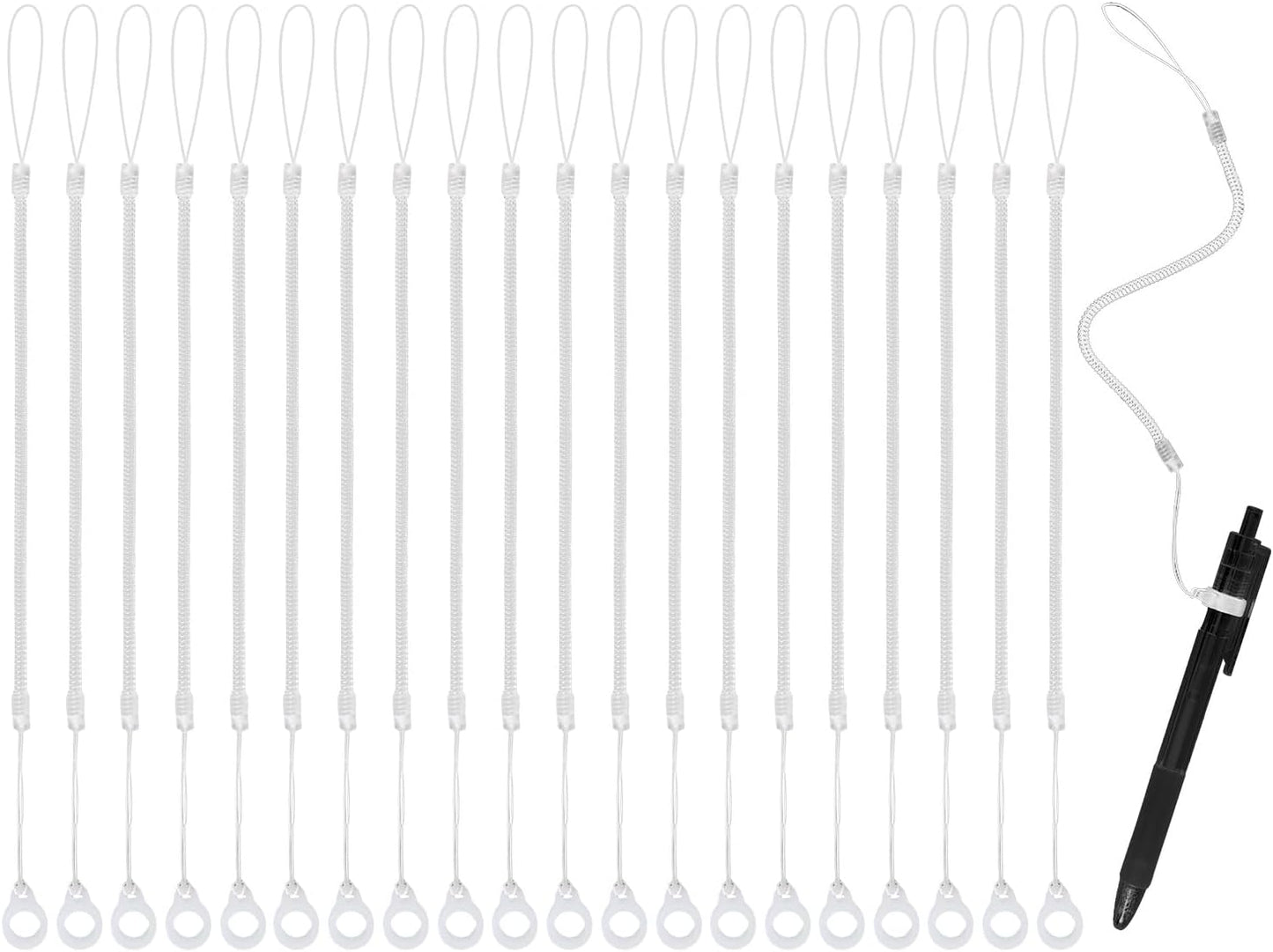 10pcs Pen Lanyards, Elastic Lanyard Tether with Silicone Rings Retractable Stylus Tether Clipboard Pen Strap Tablet Holder Anti-Lose Leash for Tethering Stylus to Touchscreen