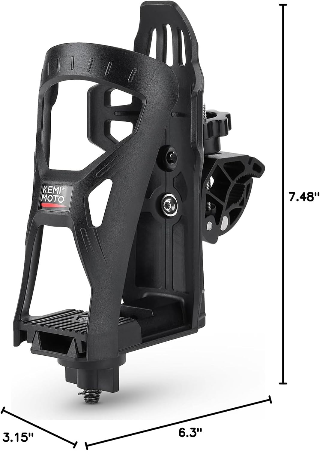 KEMIMOTO ATV Cup Holder, Upgraded Motorcycle Drink Holder Handlebar, Water Bottle Holder Mount with 0.6”-1.56” Metal Clamp for Scooter Bike Boat Stroller Wheelchair Golf Push Cart Tractor (1)
