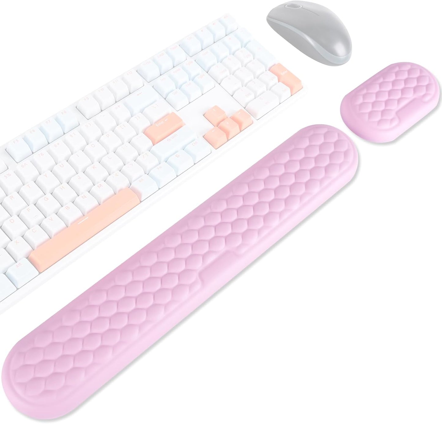 Wrist Rest for Keyboard and Mouse, Ergonomic Memory Foam Keyboard Set with Non-Slip Base, Soft Arm Cushion & Palm Support for Office, Home, Gaming & Laptop Typing, Reduces Fatigue & Strain, Black