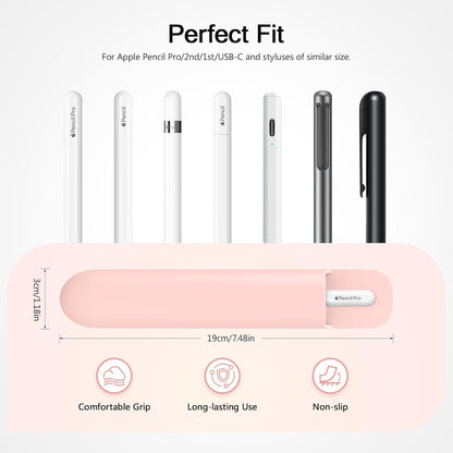 MoKo Pencil Case Holder, Adhesive Silicone Pencil Protected Sleeve Compatible with Apple Pencil Pro/ (USB-C)/ 1st/ 2nd Generation, Similarly Sized Styluses Accessories, Black