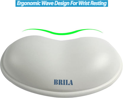 BRILA Ergonomic Silicone Mouse Wrist Rest, Cooling Silica Gel PU Leather Mouse Wrist Support Pad for Office Work and Laptop Computer Gaming