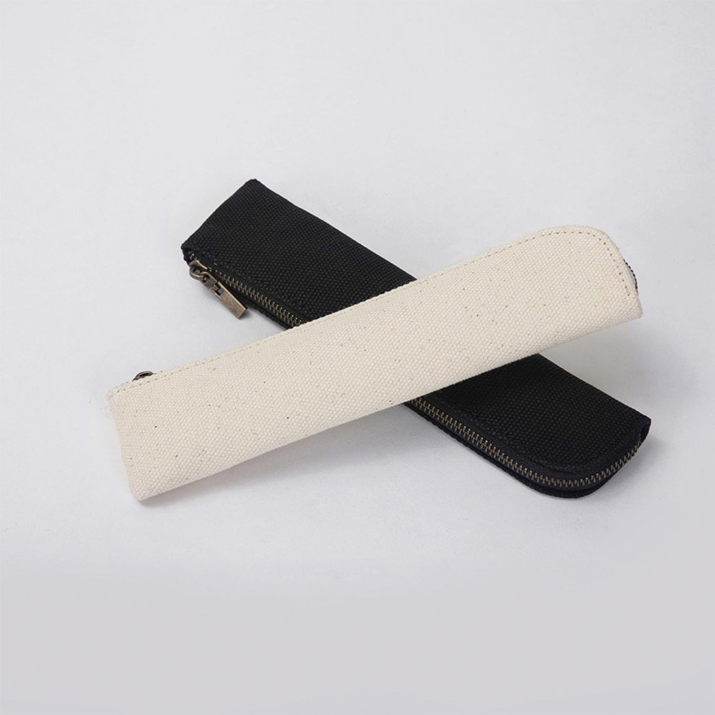 Canvas Pencil Case Small Pencil Pouch Slim Lightweight Pen Case Holder Cute Zipper Bag for School Office