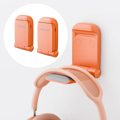 MAMUVIMO Headphone Stand, Headset Stand Foldable ＆ Sticky, Headphone Holder Hook Mount with Non-Slip Silicone, Adhesive Earphone Desk Hanger Clip Space-Saving for Airpods Max, All Earphones- Pink