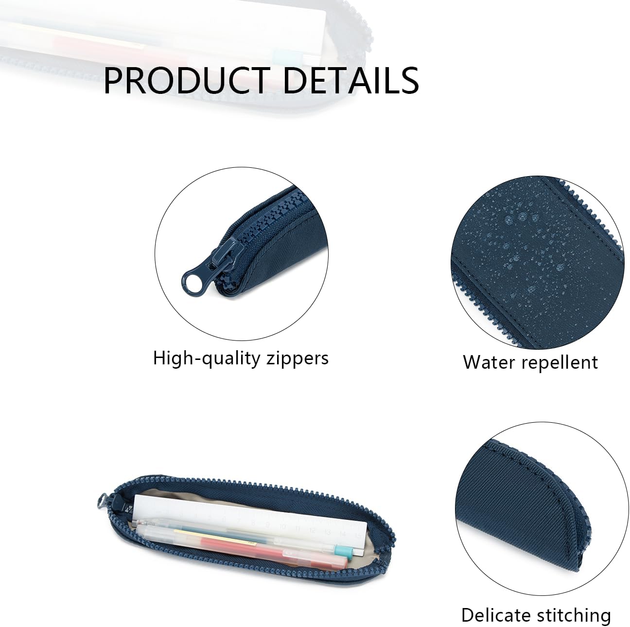 Pencil Case Durable Pencil Pouch for Pens School Featuring Oxford Lap Design (Khaki,Oxford)