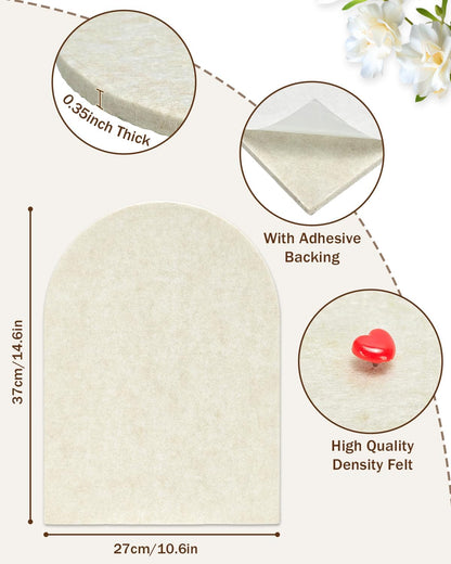 Arched Felt Bulletin Board, Cork Board Alternative for Wall, 10.6in x 14.6in Self-Adhesive Pin Board, 0.35" Thick 2 Pack for Home Office Decor (Camel-2727-2p)
