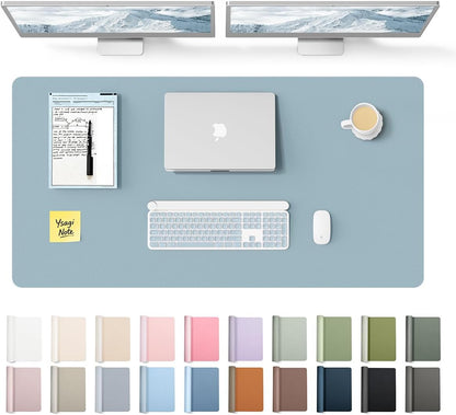 YSAGi Leather Desk Pad Protector, Office Desk Mat, Large Mouse Pad, Non-Slip PU Leather Desk Blotter, Waterproof Laptop Desk Writing Pad for Office and Home (23.6" x 13.8", Eggshell) - Colors B