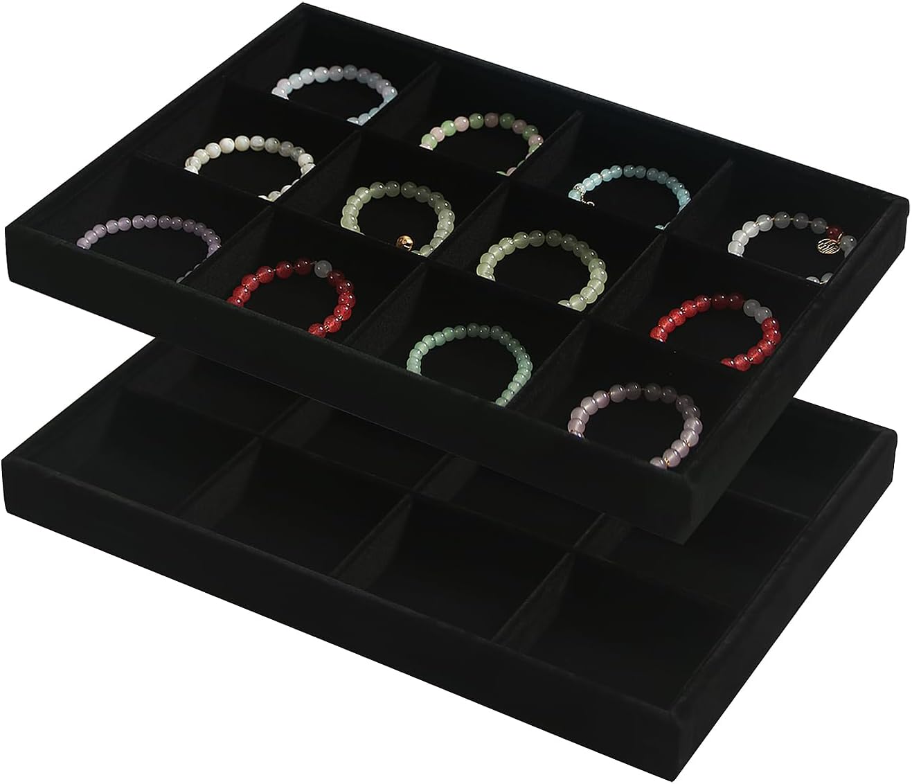 Coward Sunglass Organizer, Beige Velvet Glasses Trays - Eyeglasses Watches Jewelry Display - Men Women (8 Grids)