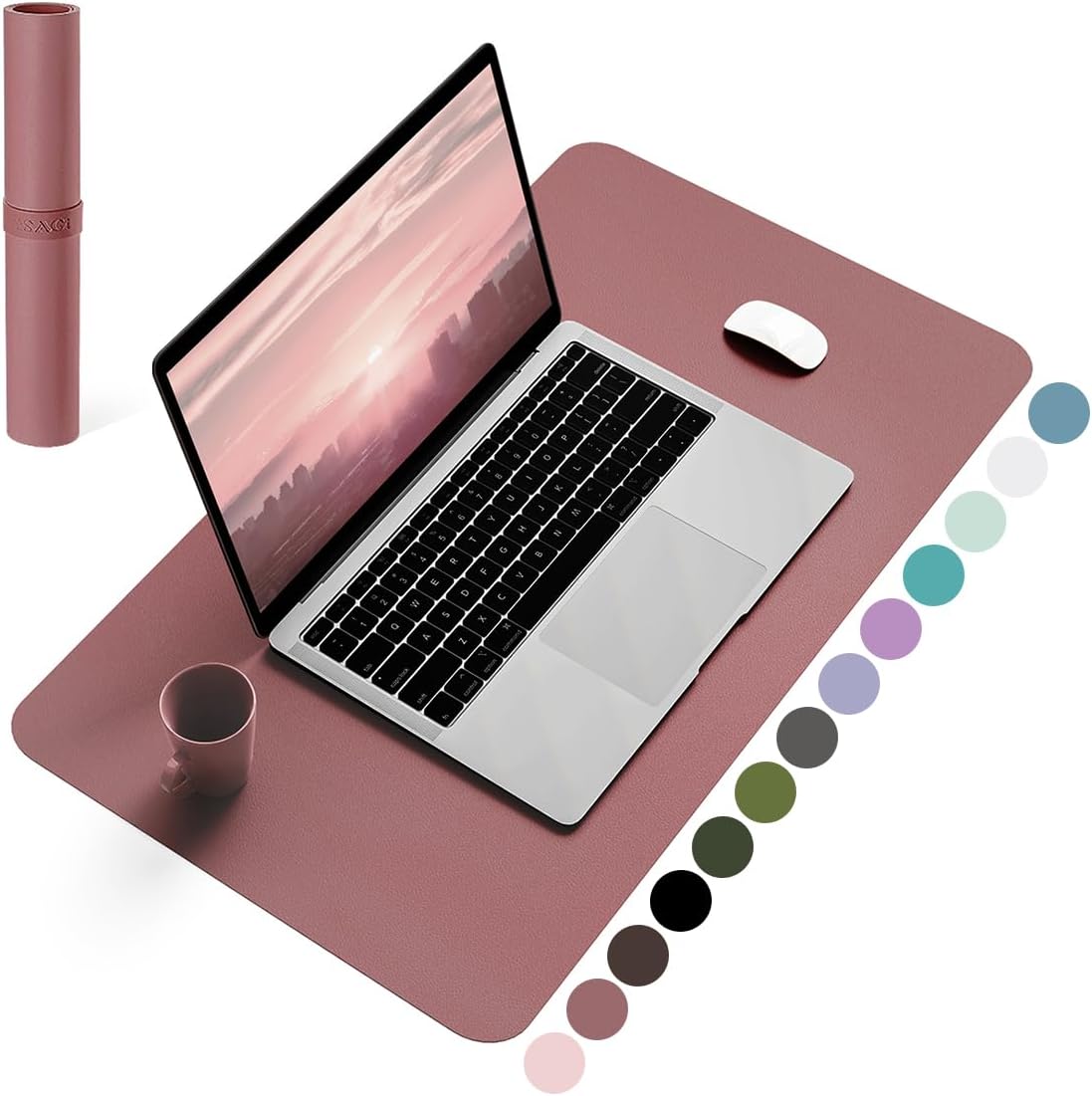 YSAGi Non-Slip Leather Desk Pad, Waterproof Laptop Computer Desk Keyboard Mat, Table Protector Blotter Mat, Large Mouse Pad for Office/Work/Home/Decor(Black, 31.5" x 15.7")