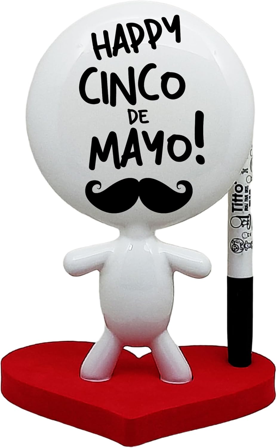 Dry Erase Board - TITTO in Love, Draw Your Ideas - Ceramic Doll - Black Office Design Desk - Coworkers Office Home Gift (Black)