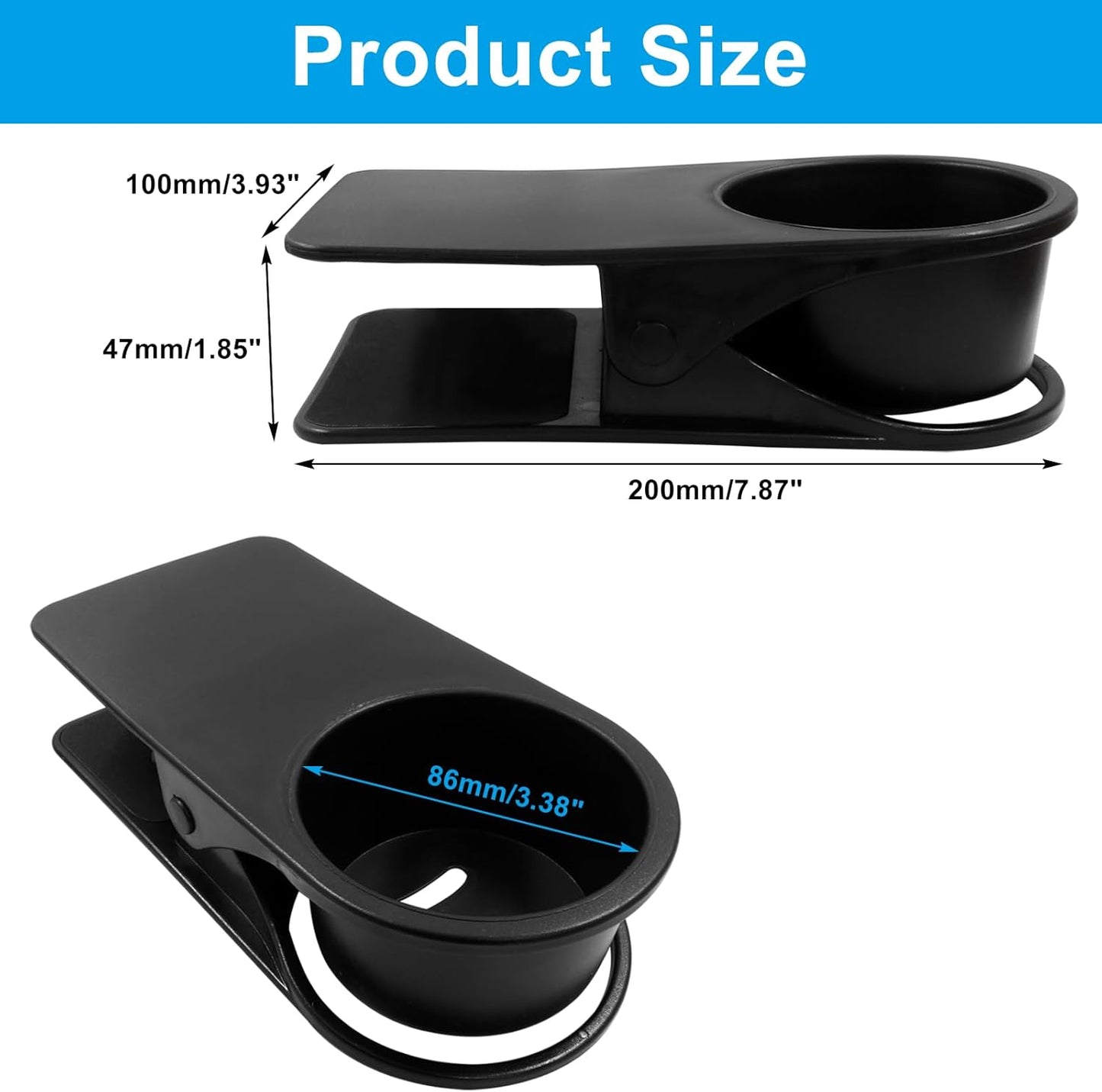 Jiozermi Drinking Cup Holder Clip, Desk Drink Holder Clip Adirondack Chair Cup Holder with Clip Cup Clip Holder for Water Drink Beverage Soda Coffee Mug(Blue)