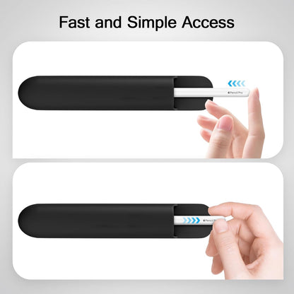 MoKo Pencil Case Holder, Adhesive Silicone Pencil Protected Sleeve Compatible with Apple Pencil Pro/ (USB-C)/ 1st/ 2nd Generation, Similarly Sized Styluses Accessories, Black