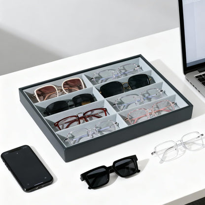 Glasses Holder Box Drawer Sunglass Organizer for Men Clear Storage Case 8 Slot Multiple Reading Glasses Display