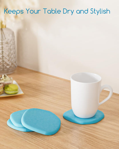 Diatomaceous Earth Coasters,3.9"x3.9", Quick-Dry, Absorbent, Heat-Resistant, Modern Stone Design, Dark Gray, Irregular Shape (2, Grey)