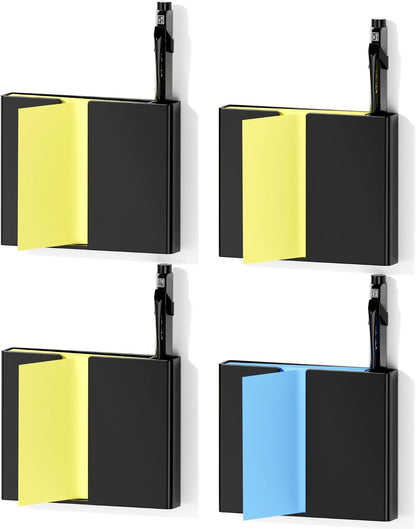 Sticky Note Dispenser, Magnetic Sticky Note Holder for Post It Notes, 3 x 3 Inch Sticky Note Pen Organizer for Office Home Classroom, Black
