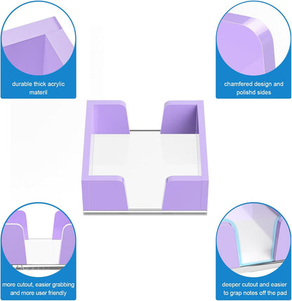 WINFFOR Acrylic Notepad Holder Dispenser - 3x3 in Sticky Note Memo Holder for Desk Organizer (W/O Pads) Office Desk Accessories School Supplies, Crystal Clear