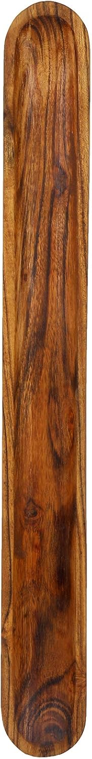 Kaizen Casa Hand-Carved Acacia Wood Long Olive Tray Canoe Style Perfect for Dinner Rolls, or as a Table Centerpiece