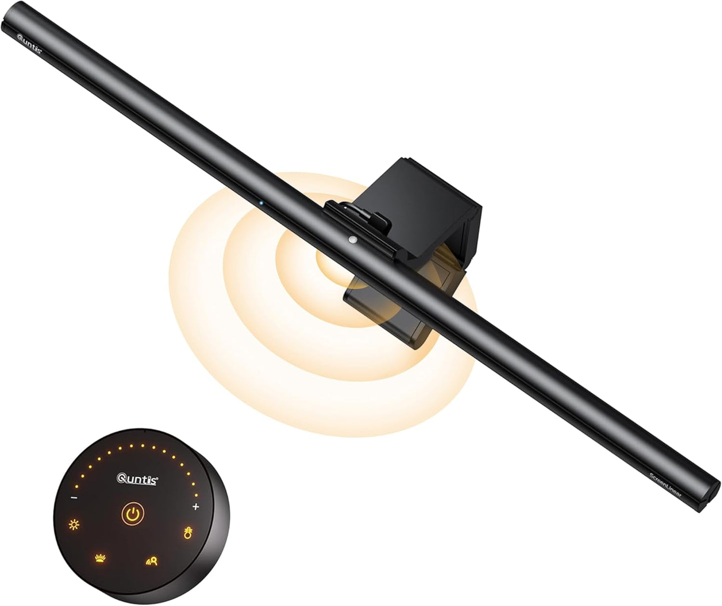 Quntis 20.5'' Computer Monitor Light - Radar Motion Sensor, Eye-Care Professional Desk Lamp Bar, Stepless Dimming Remote Control, Auto-Dimming & Timer, Space Saving Fit for Curved & All Screens