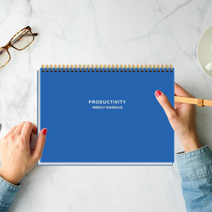 Weekly Productivity Planner - 8" x 11" Dashboard Desk Pad/Planner, Habit Tracker, Spiral Undated Weekly Planner for Office/School/Home, 54 Weeks, Black