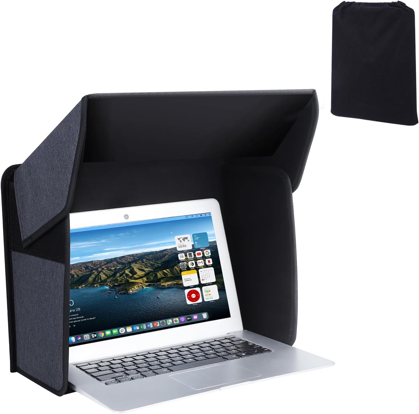 Portable Laptop Sun Shade Foldable Laptop Sun Shade for Working Outside Computer Screen Glare Protection for Computer Privacy Hood Cover,with Glare Reduction 12-14in(Patent Pending)