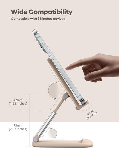 Lamicall Cell Phone Stand for Desk - [Height Adjustable] Foldable Mobile Phone Holder, Portable Stand for iPhone 17 16 15 14 13 12 11 Pro Max Plus Air, Galaxy S25, Office Gift, Telephone Accessories