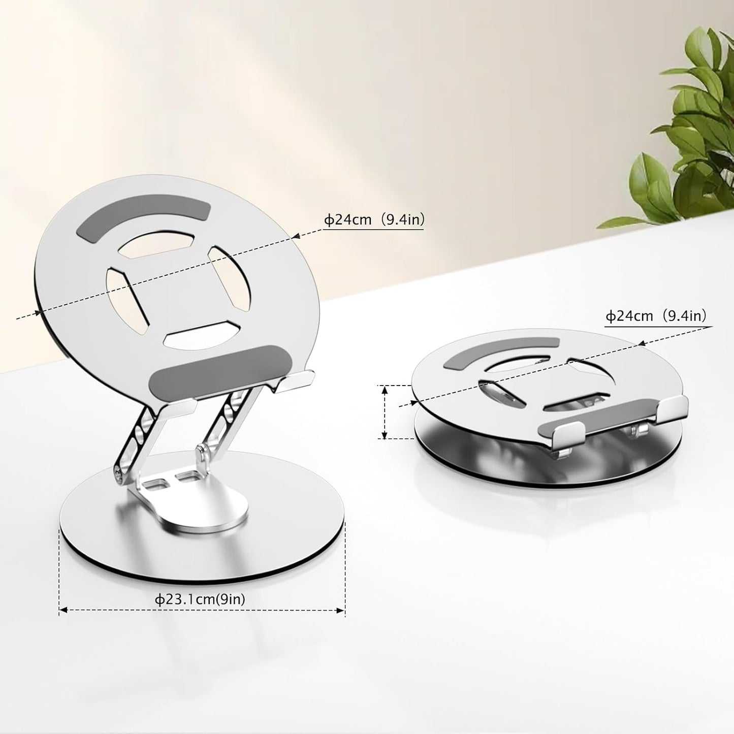 Laptop Stand for Desk Adjustable Computer Stand with 360 Rotating Base Ergonomic Laptop Riser Mount for Desk Foldable Protable Computer Desk Fits with MacBook Pro Air, Rectangle