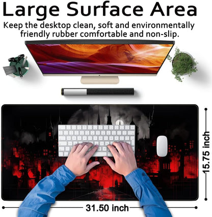 World Map Desk Mat Historical World Map Desk Pad Extra Large Computer Mouse Pad XL Black Topographic Mousepad Keyboard Pad for Desk Gaming Computer Laptop Office Non-Slip Desk Pad 31.5x11.8 in