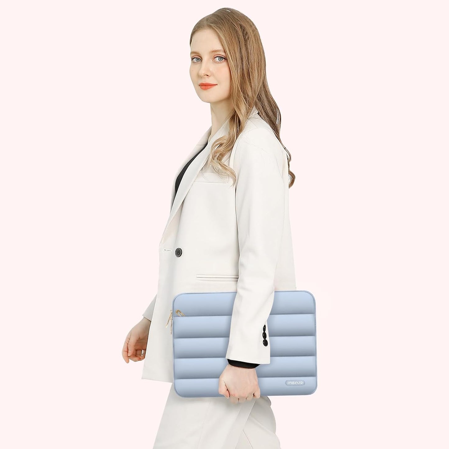 MOSISO Laptop Case 13.3 inch,13-13.3 inch Puffy Laptop Sleeve Compatible with MacBook Neo/Air 13.6 M5 M4 M3 M2 M1/Pro 13/14,HP Dell ASUS Lenovo,Polyester Horizontal Bag with Small Case, Sand